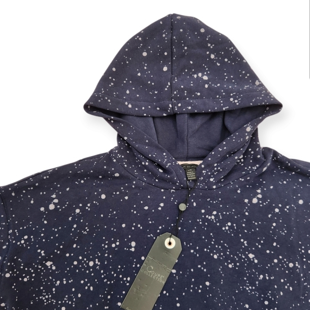 NWT Girls Crop Mid Tops Oversized Hoodie Blue Speckled Size L Coupe Collection - Picture 2 of 9